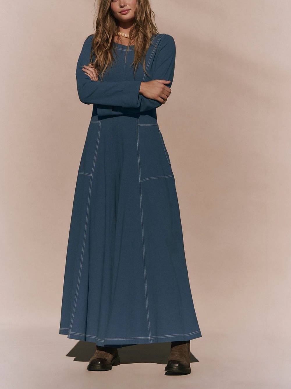 Free People  Long-sleeve Blue Jumpsuit Size S - Picture 4 of 4